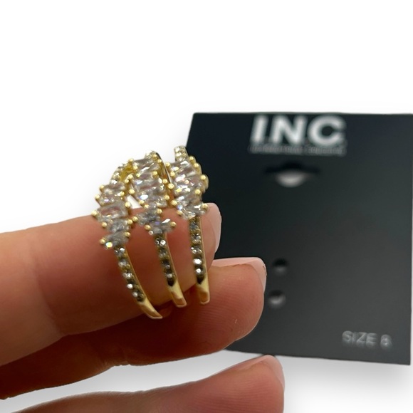 New INC INTERNATIONAL CONCEPTS Gold-Tone Crystal Stack Ring for Macy's Size 8 - Picture 6 of 11